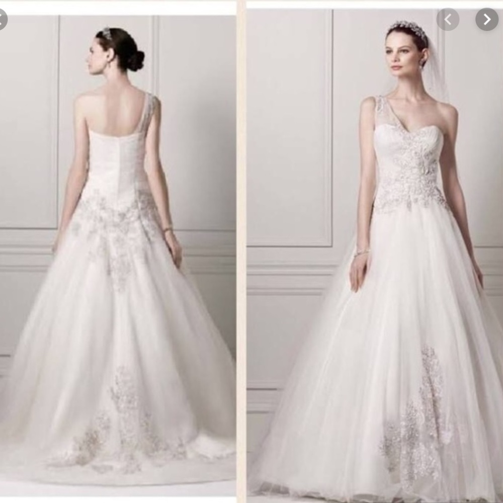 Oleg Cassini One-Shoulder Wedding Dress